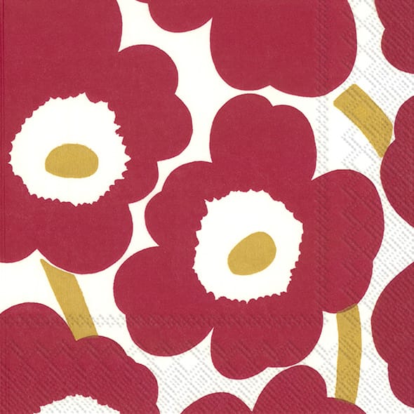 Unikko servietter 33x33 cm 20-pak - Red/Gold - Marimekko