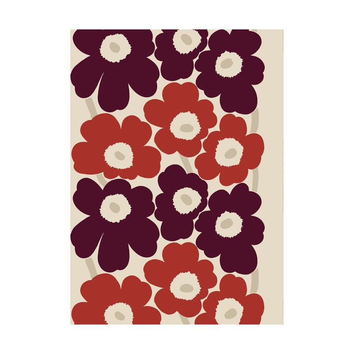 Unikko stof bomuld-hør, Linen/Red Marimekko