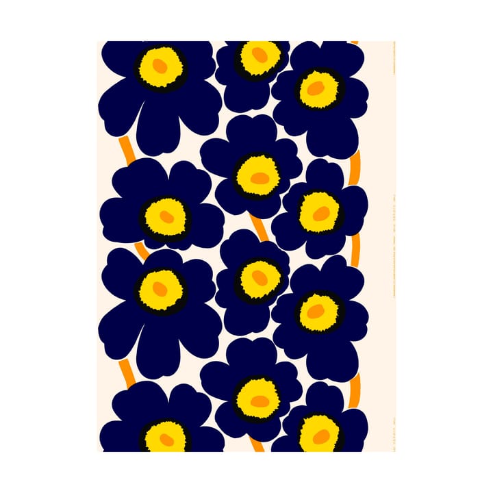 Unikko stof heavyweight bomuld - Cotton-d. blue-yellow-orange - Marimekko