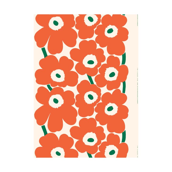 Unikko stof heavyweight bomuldssatin - Cotton-orange-green - Marimekko