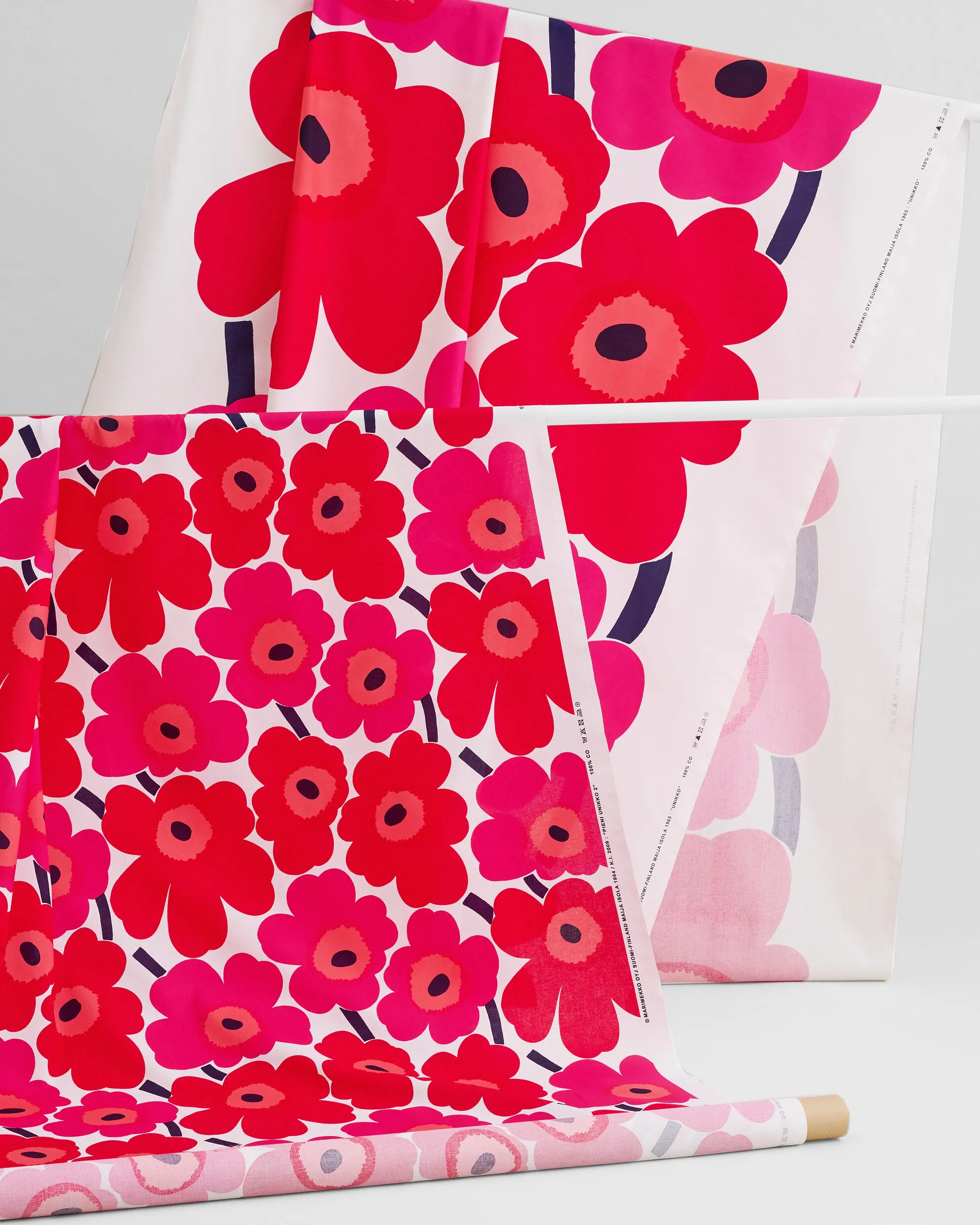 Unikko stof, rød Marimekko
