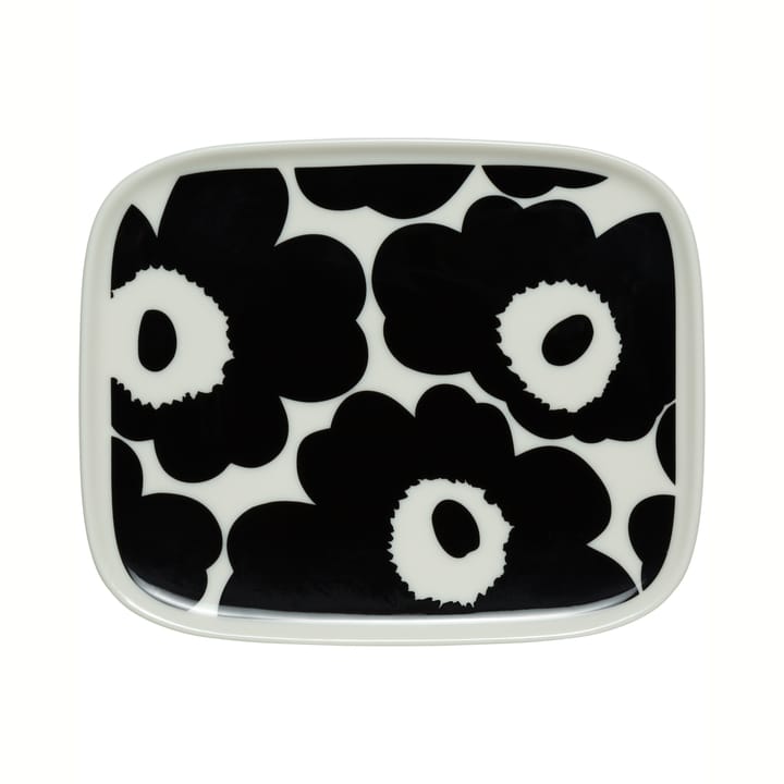 Unikko tallerken 12x15 cm - Sort/Hvid - Marimekko