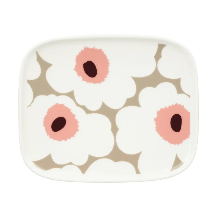 Unikko tallerken 12x15 cm - White-clay-powder-dark wine - Marimekko
