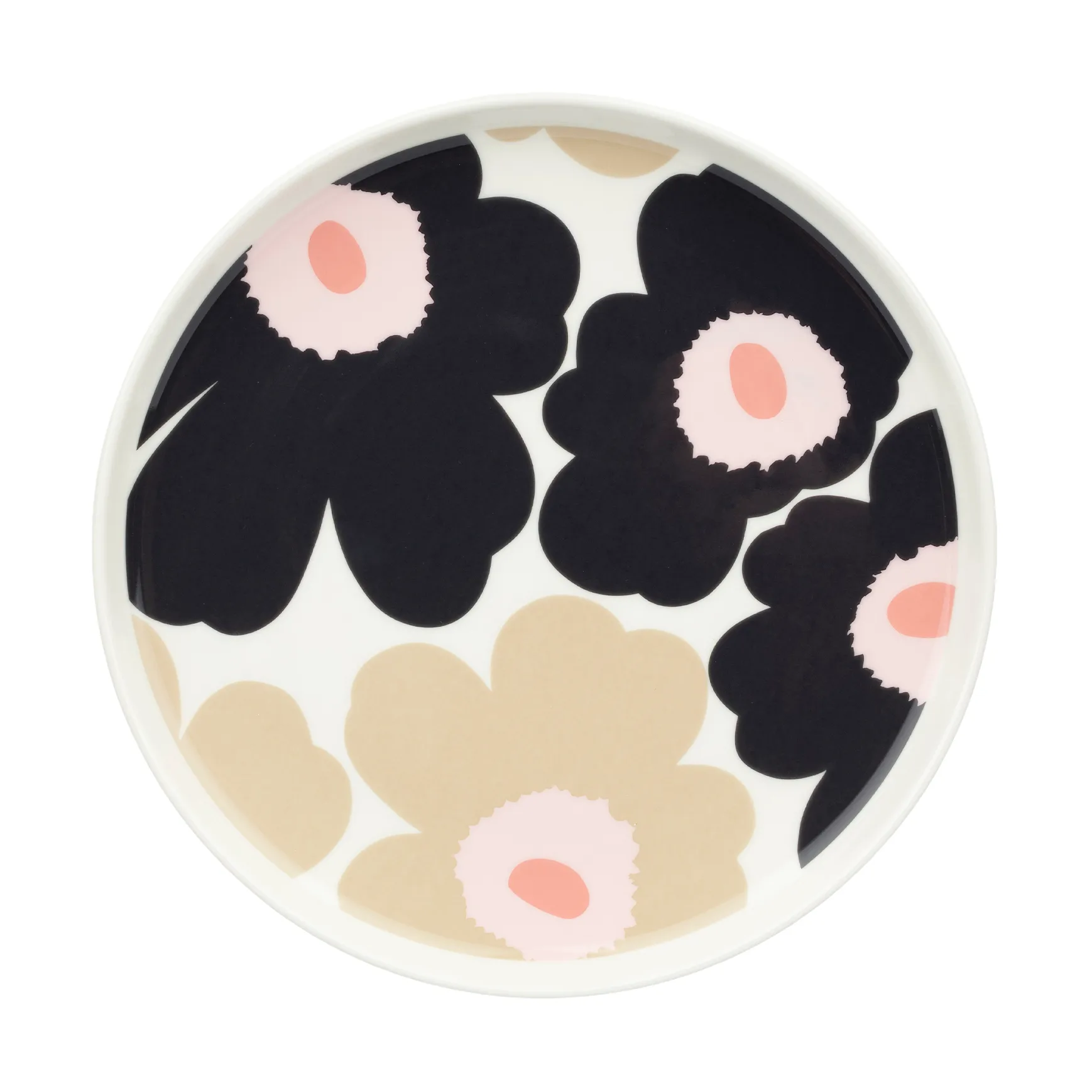 Unikko tallerken Ø20 cm, Off white-charcoal-sand-pink Marimekko