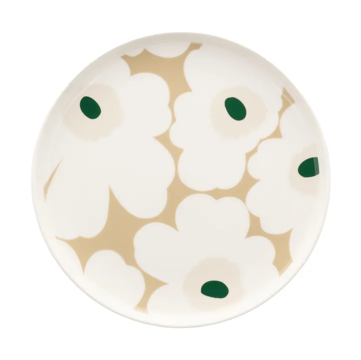 Unikko tallerken Ø20 cm - White-beige-lys sand-mørkegrøn - Marimekko