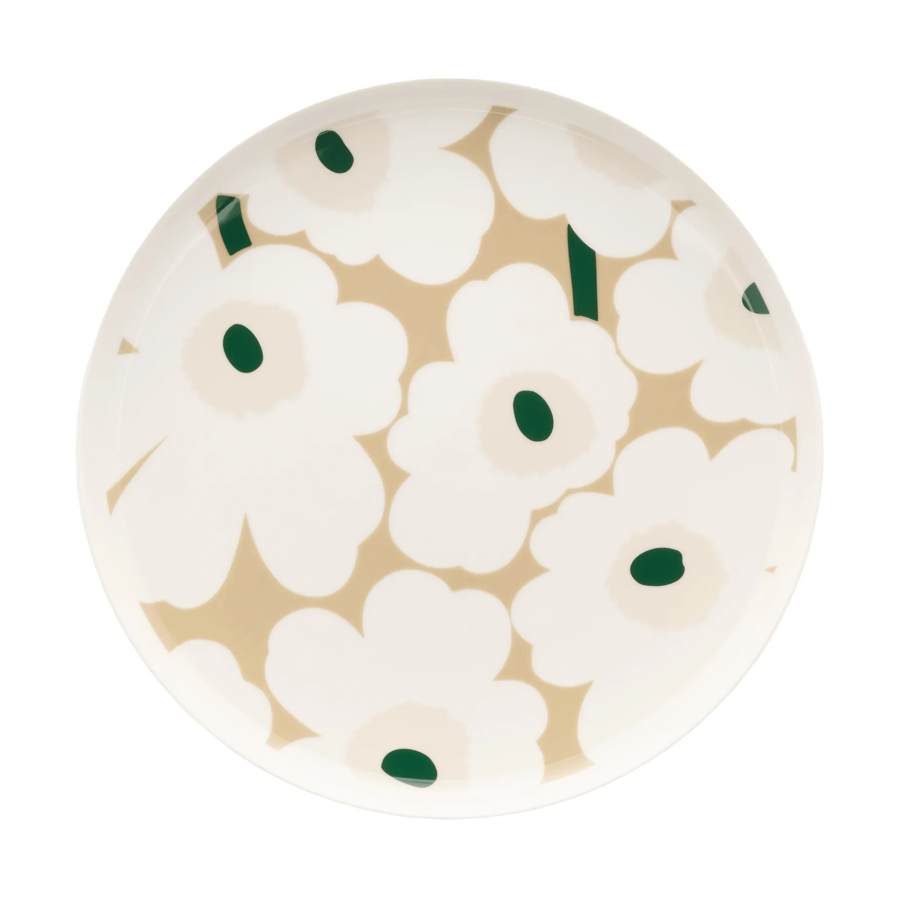 Unikko tallerken Ø25 cm, White-beige-lys sand-mørkegrøn Marimekko