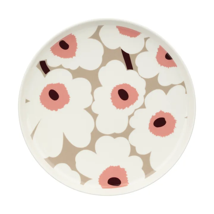 Unikko tallerken Ø25 cm - White-clay-powder-dark wine - Marimekko