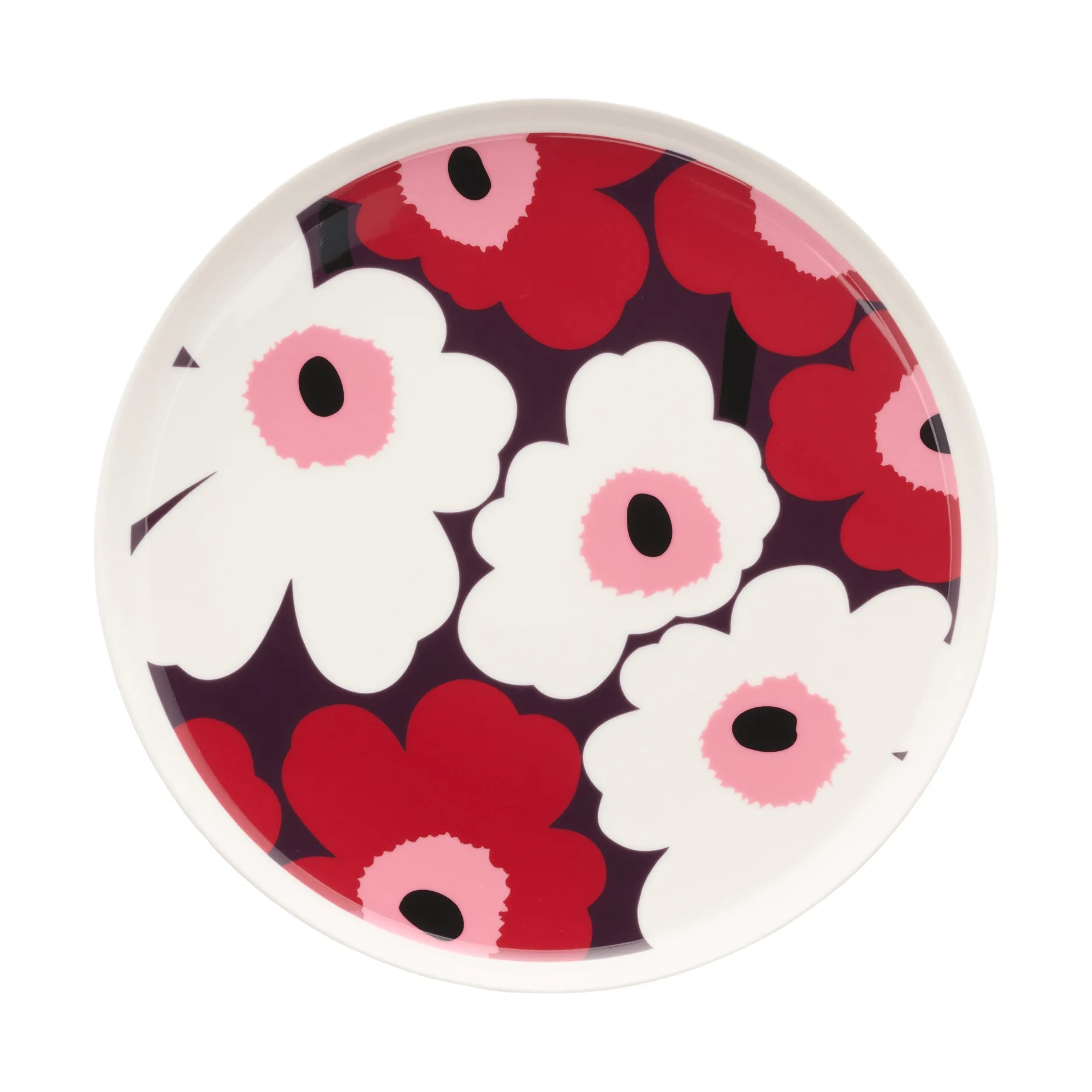 Unikko tallerken Ø25 cm, White-plum-cranberry-pink Marimekko