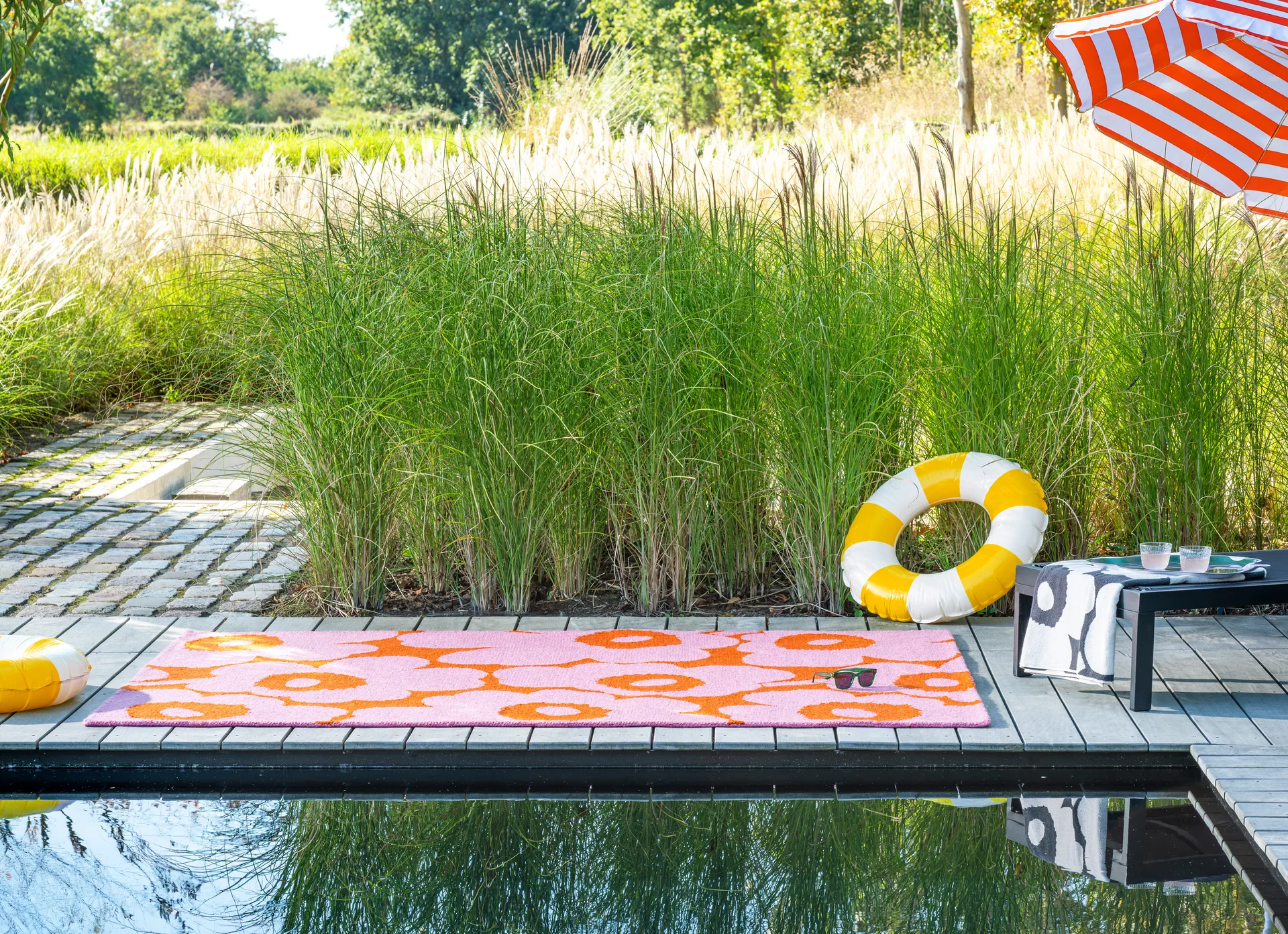 Unikko tæppe outdoor, Pink-orange, 200x280 cm Marimekko