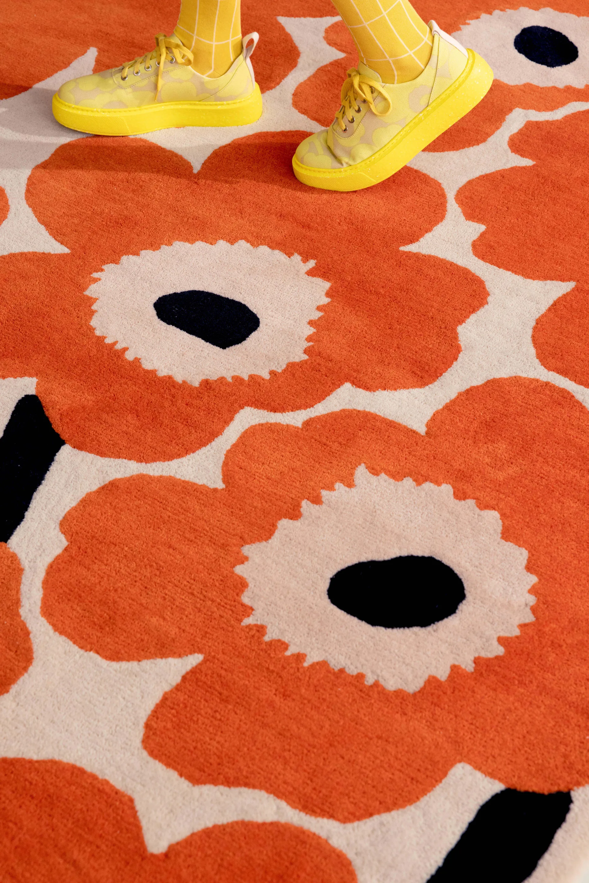 Unikko uldtæppe, Orange Red, 140x200 cm Marimekko