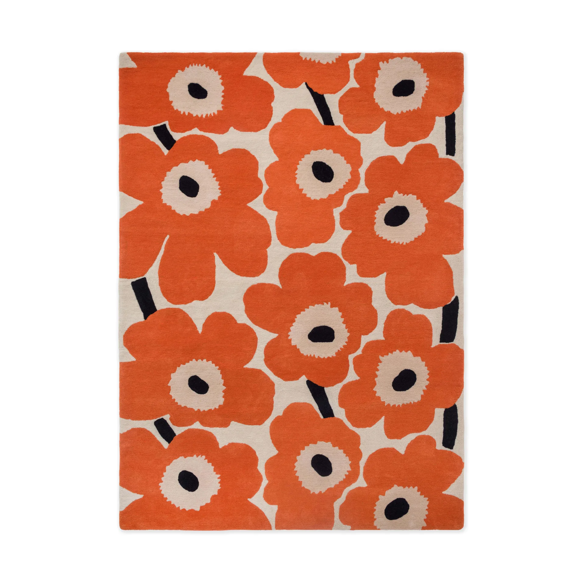 Unikko uldtæppe, Orange Red, 250x350 cm Marimekko