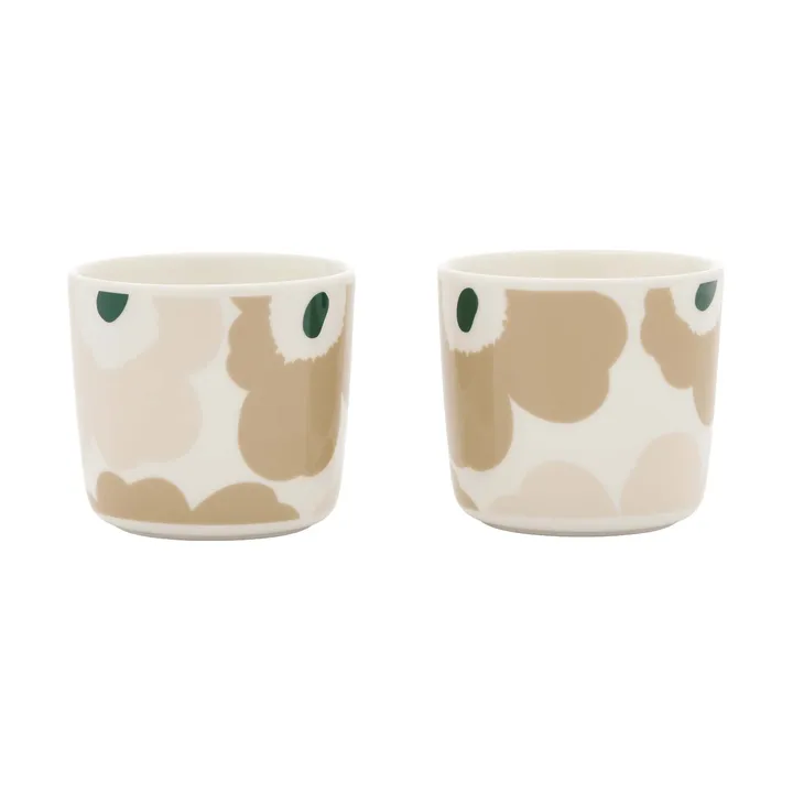 Unikko Unikko kop uden hank 2 dele - White-light sand-beige-dark green, 20 cl - Marimekko