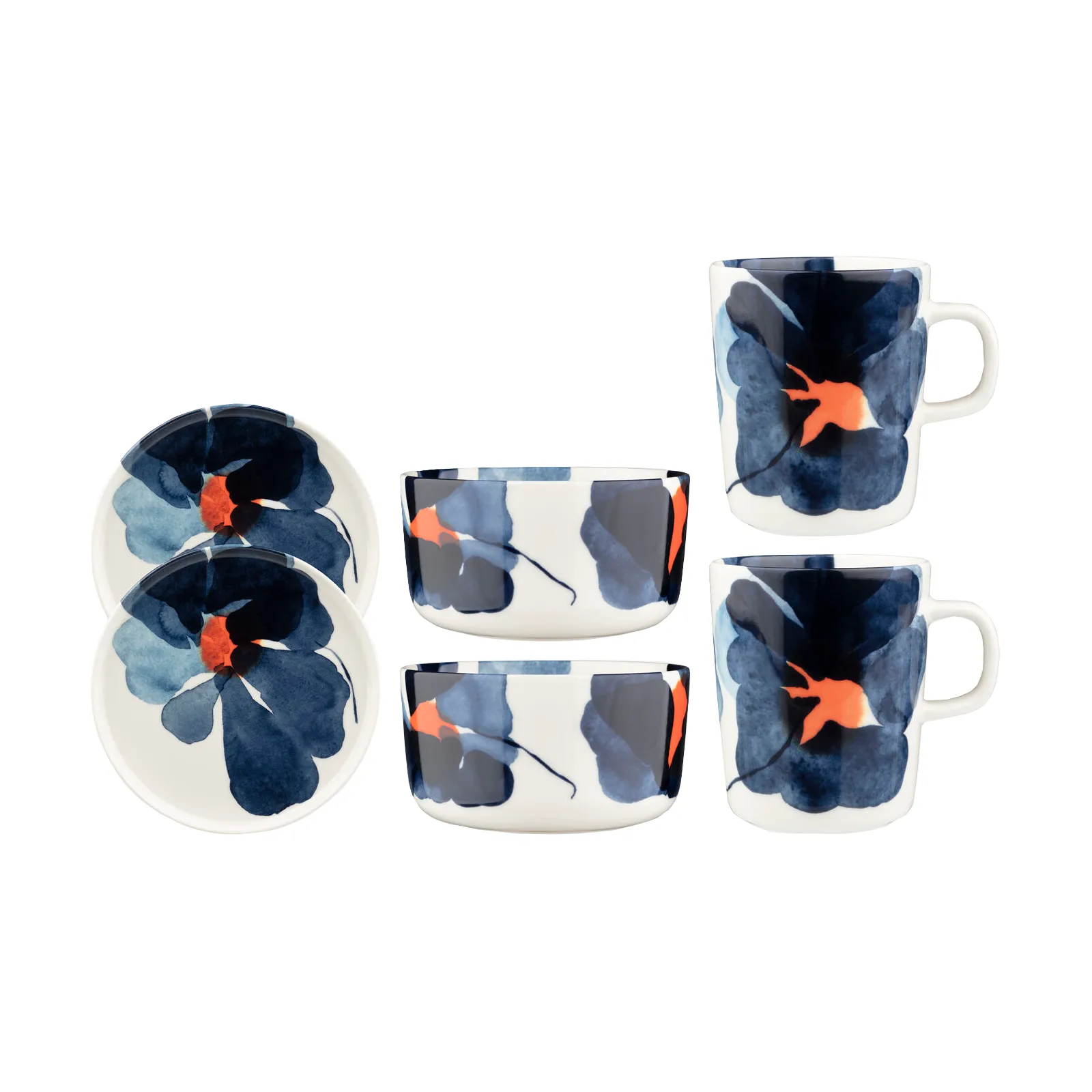 Valssi morgenmadssæt 6 dele, White-dark blue-orange Marimekko