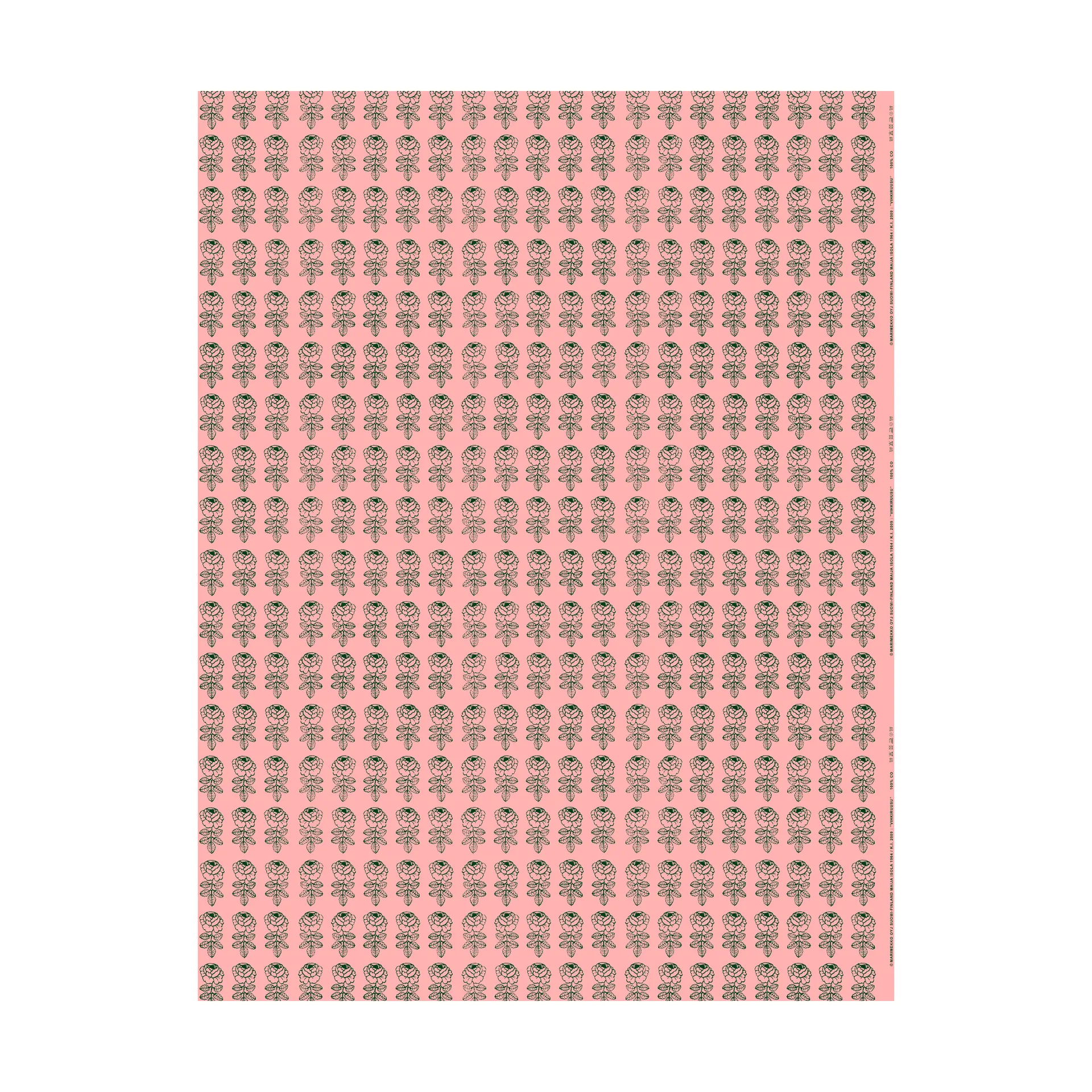 Vihkiruusu stof, Light pink-dark green Marimekko