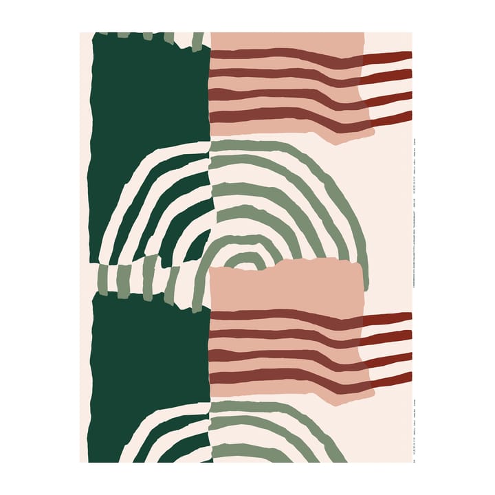 Vuosirenkaat stof bomuld/hør, Beige/Grøn/Lyserød Marimekko