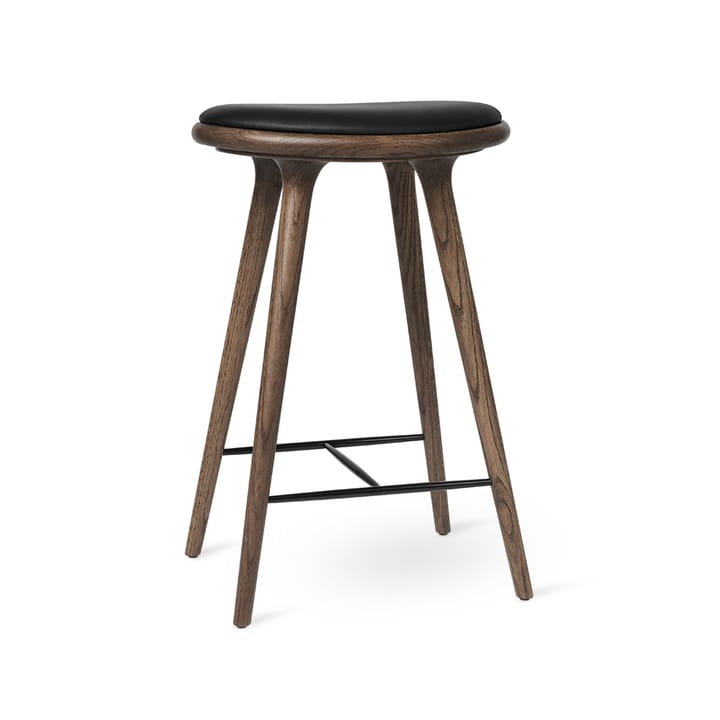 Mater high stool barskammel høj 74 cm - Læder sort, mørkbejdset stel i eg - Mater