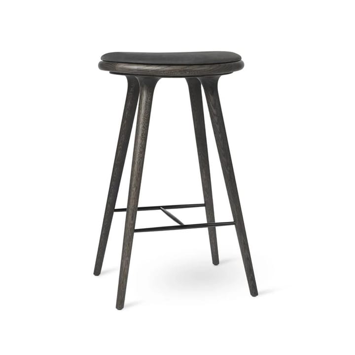 Mater high stool barskammel høj 74 cm - Læder sort, stel i sirka grey eg - Mater