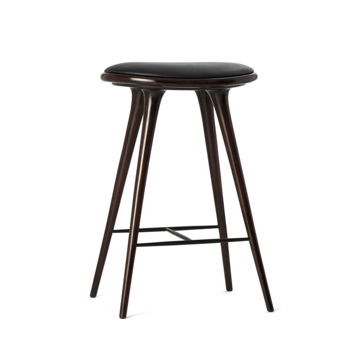 Mater high stool barskammel lav 69 cm - Læder sort, brunbejdset stel i bøg - Mater