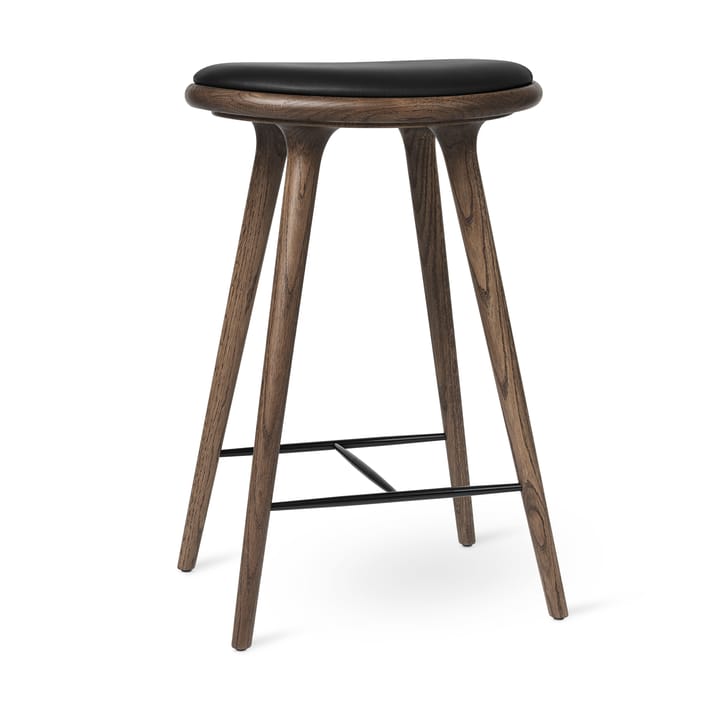 Mater high stool barskammel lav 69 cm - Læder sort, brunbejdset stel i eg - Mater