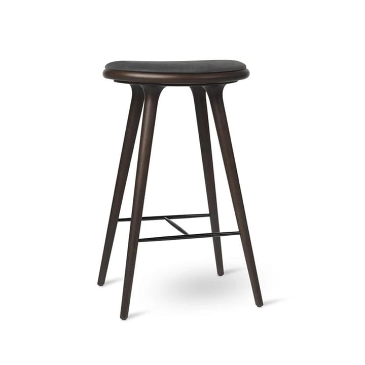 Mater high stool barskammel lav 69 cm - Læder sort, brunbejdset stel i eg - Mater