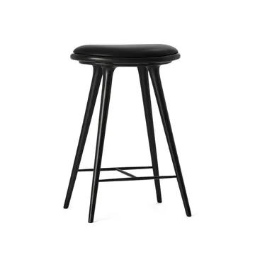 Mater high stool barskammel lav 69 cm - Læder sort, stel i sortbejdset bøg - Mater