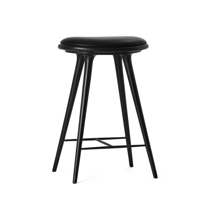 Mater high stool barskammel lav 69 cm - Læder sort, stel i sortbejdset bøg - Mater