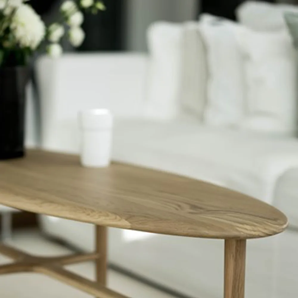 Crest sofabord oval, eg hvidpigment klarlak, oval Mavis