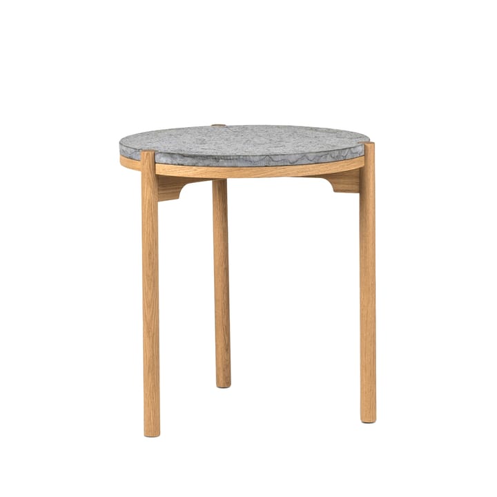 Dondo sidebord hvidpigmenteret eg Ø45 cm - Hyvlet kalksten - Mavis