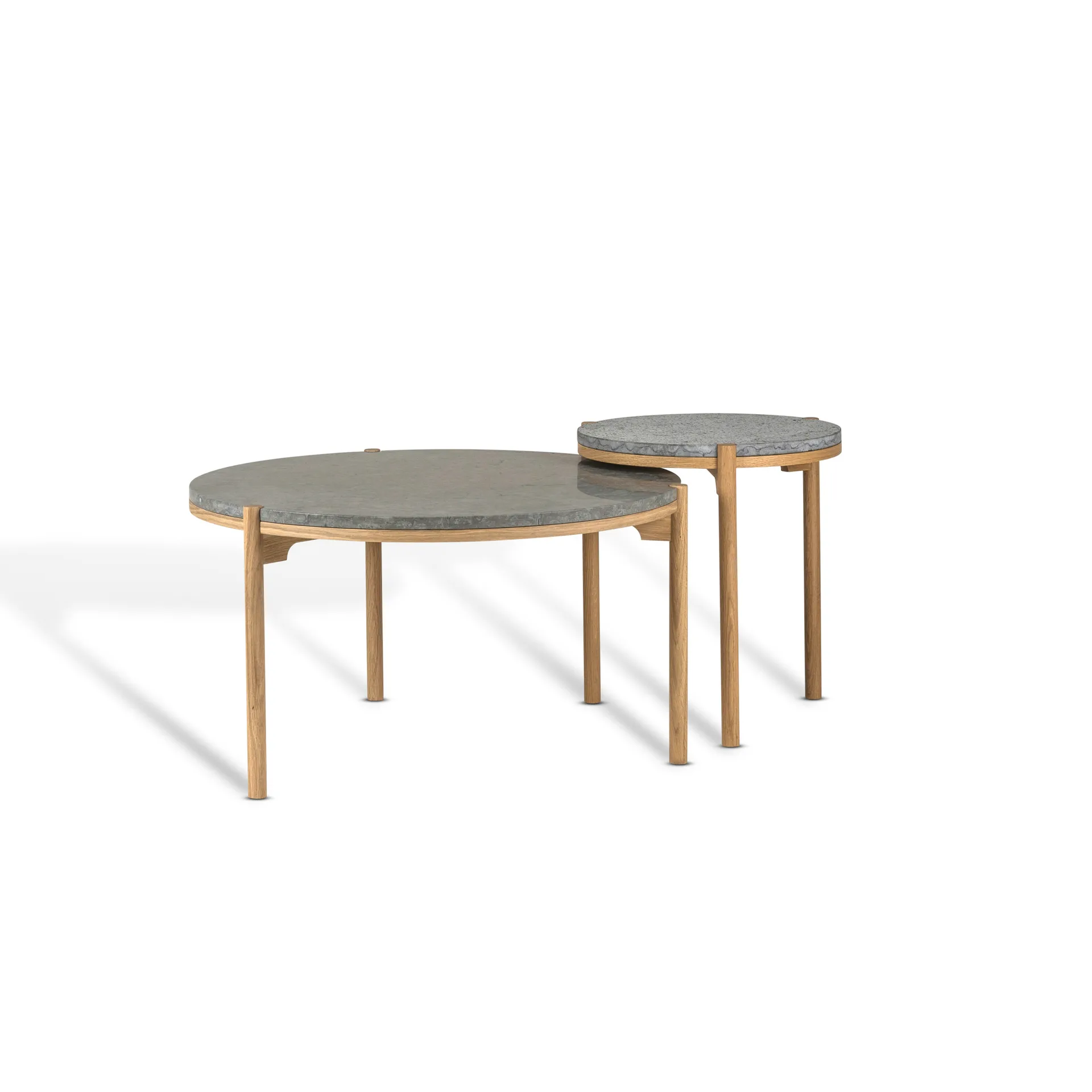 Dondo sidebord hvidpigmenteret eg Ø45 cm, Hyvlet kalksten Mavis