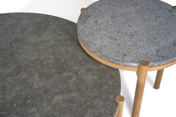 Dondo sidebord hvidpigmenteret eg Ø45 cm - Hyvlet kalksten - Mavis