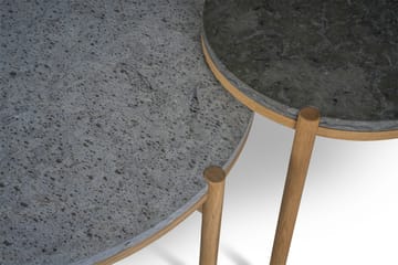 Dondo sidebord hvidpigmenteret eg Ø45 cm - Slebet kalksten - Mavis