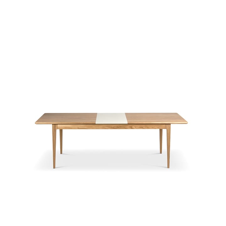 Höllviken spisebord - Eg hvidpigmenteret matlak-1 ilæg-beige MDF á 50 cm - Mavis