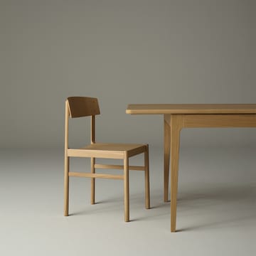 Höllviken spisebord - Eg hvidpigmenteret matlak-1 ilæg-beige MDF á 50 cm - Mavis