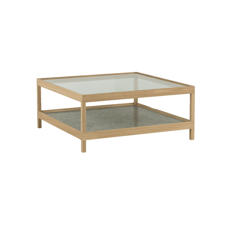 Ima sofabord 90x90 cm, Hvidpigmenteret matlakeret eg, kalksten Mavis