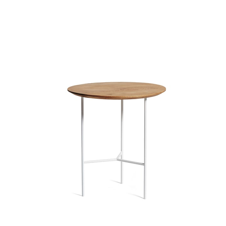 Tribeca sidebord - eg olieret rustik, hvide ben, Ø47 cm - Mavis