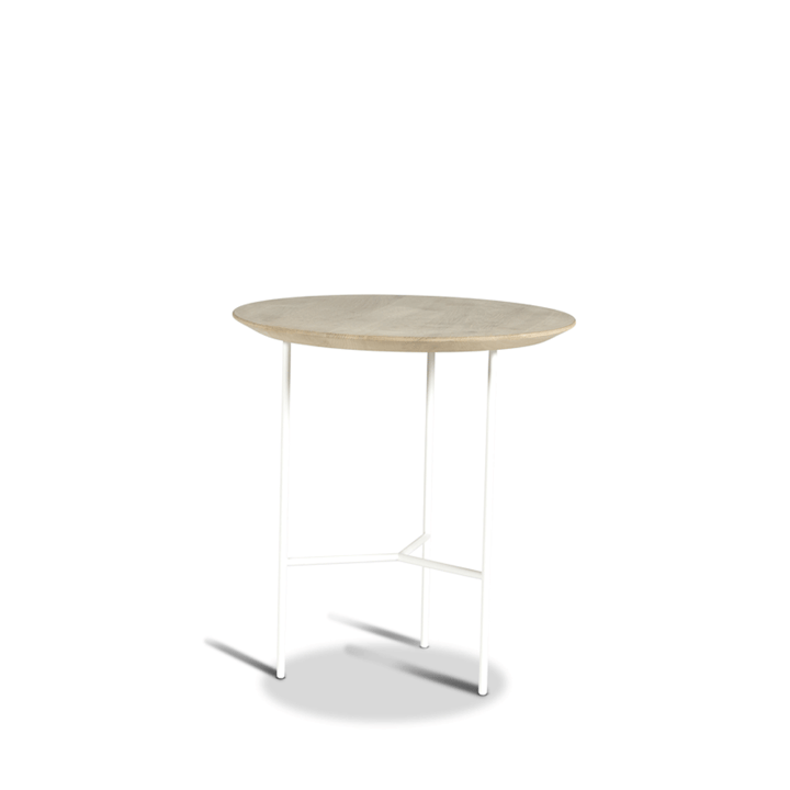 Tribeca sidebord - eg sæbet  rustik, hvide ben, Ø47 cm - Mavis