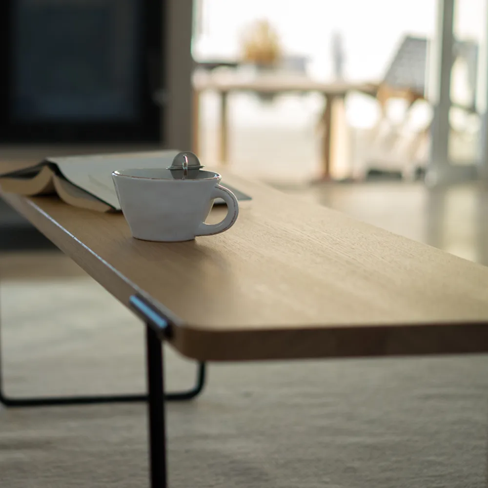 Update sofabord, eg lys klarlak, 140 cm Mavis