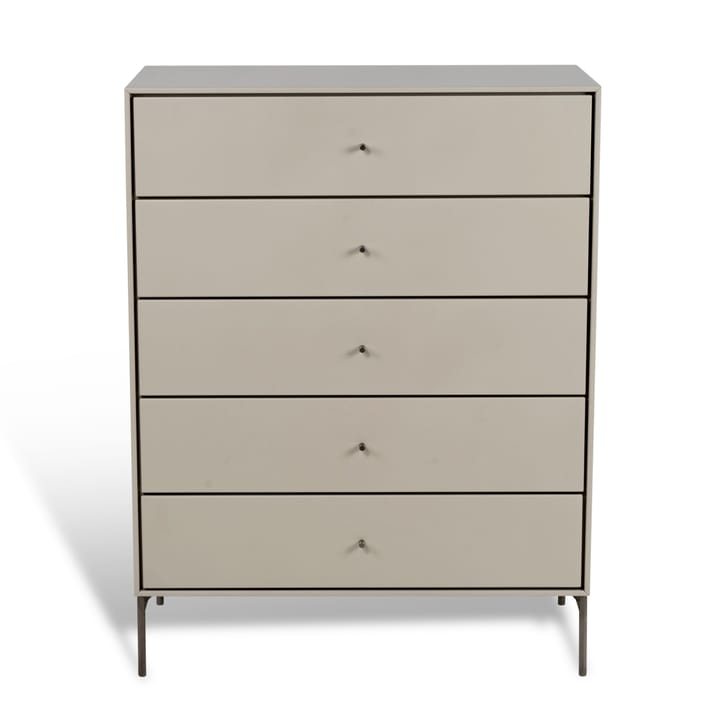 Volt kommode 5 skuffer beige - Detaljer i rustfrit stål - Mavis