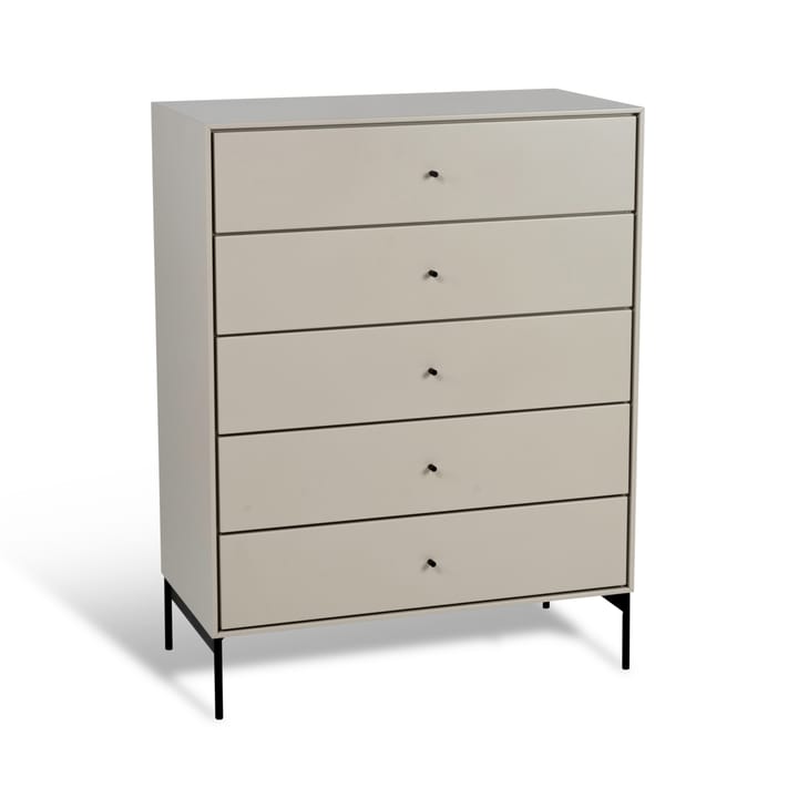 Volt kommode 5 skuffer beige, Detaljer i sort Mavis