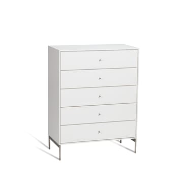 Volt kommode 5 skuffer hvid - Detaljer i rustfrit stål - Mavis