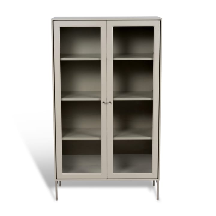 Volt vitrineskab 130 cm beige - Detaljer i rustfrit stål - Mavis