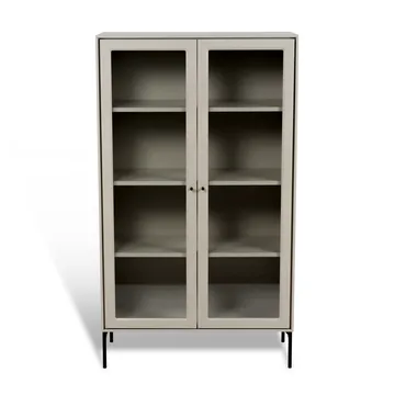 Volt vitrineskab 130 cm beige - Detaljer i sort - Mavis
