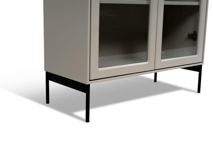 Volt vitrineskab 130 cm beige, Detaljer i sort Mavis