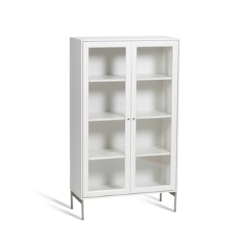 Volt vitrineskab 130 cm hvidlak - Detaljer i rustfrit stål - Mavis