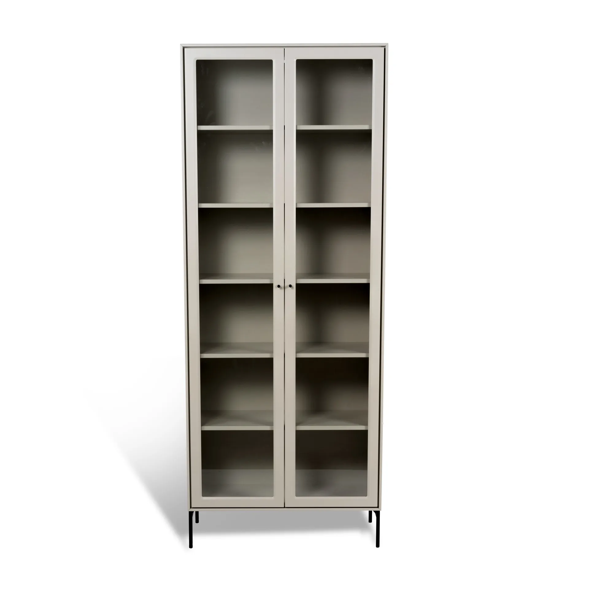 Volt vitrineskab 190 cm beige, Detaljer i sort Mavis