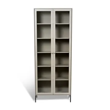 Volt vitrineskab 190 cm beige - Detaljer i sort - Mavis
