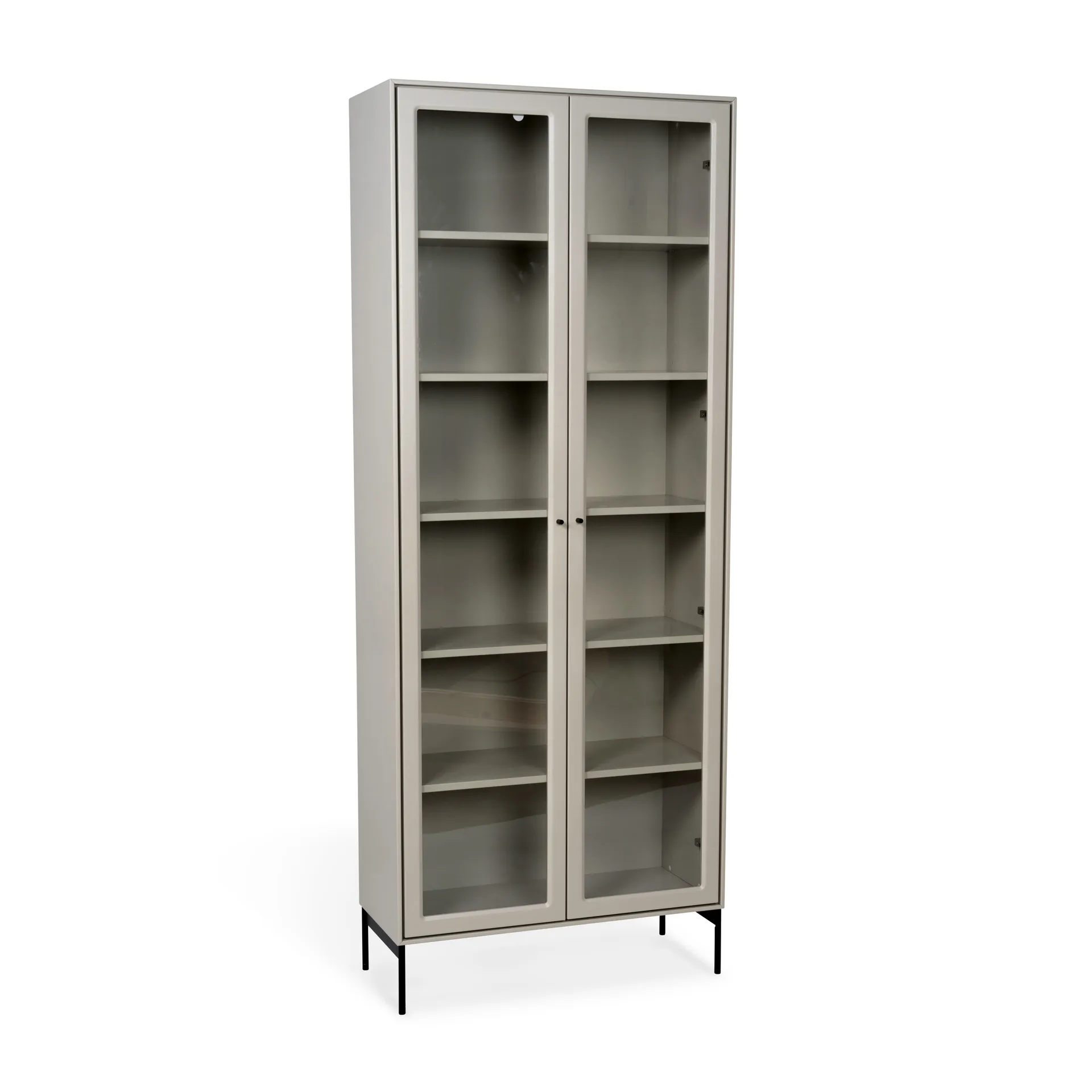 Volt vitrineskab 190 cm beige, Detaljer i sort Mavis