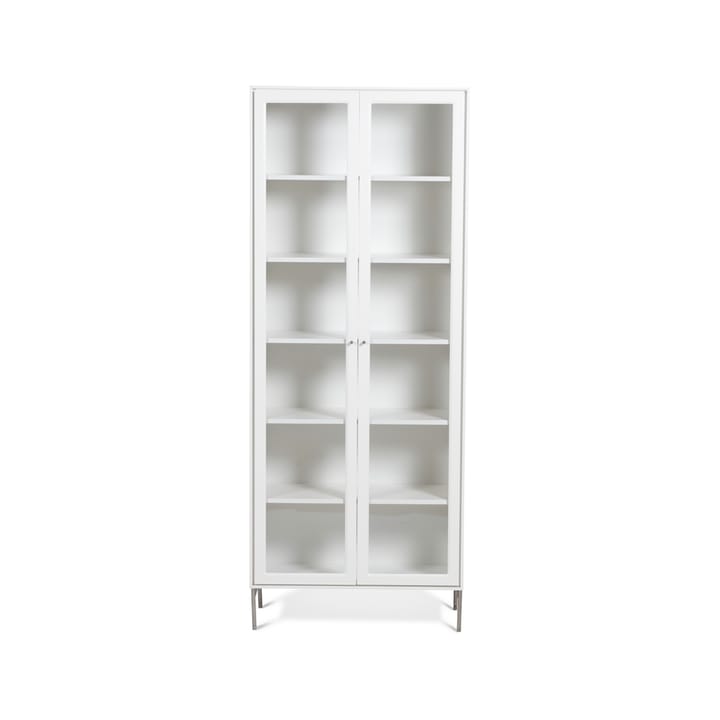 Volt vitrineskab 190 cm hvidlak - Detaljer i rustfrit stål - Mavis
