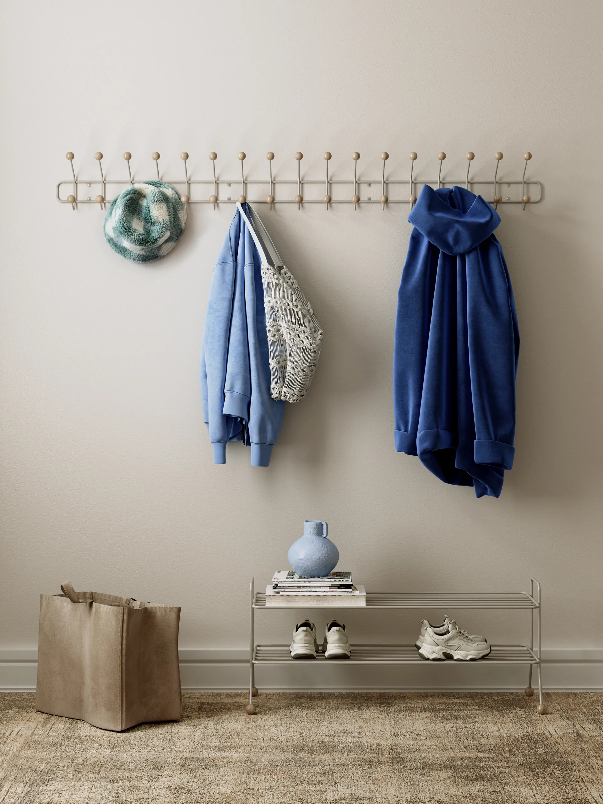 Bill Shoe Shelf L skohylde, Greige Maze