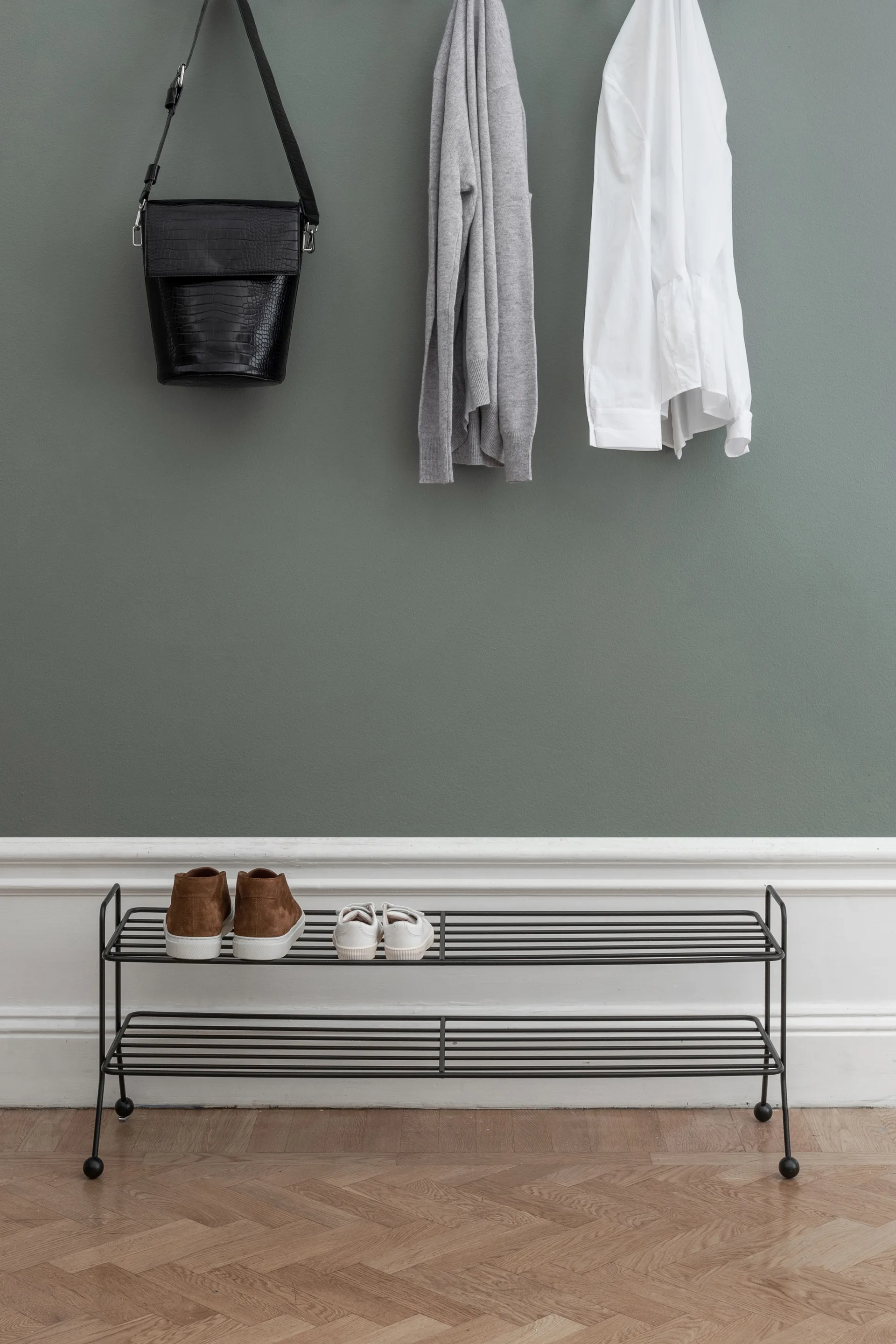 Bill Shoe Shelf L skohylde, sort Maze